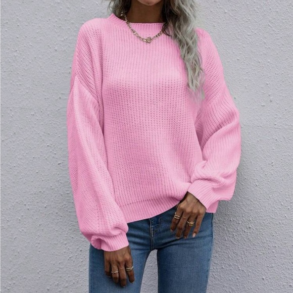 Pink ribbed knit sweater - Picture 3 of 8